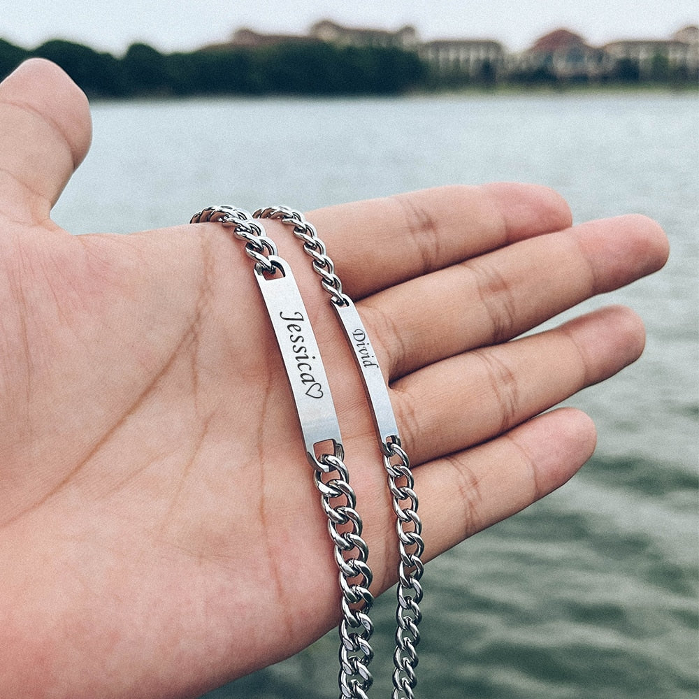Engraved Love Bracelet Set